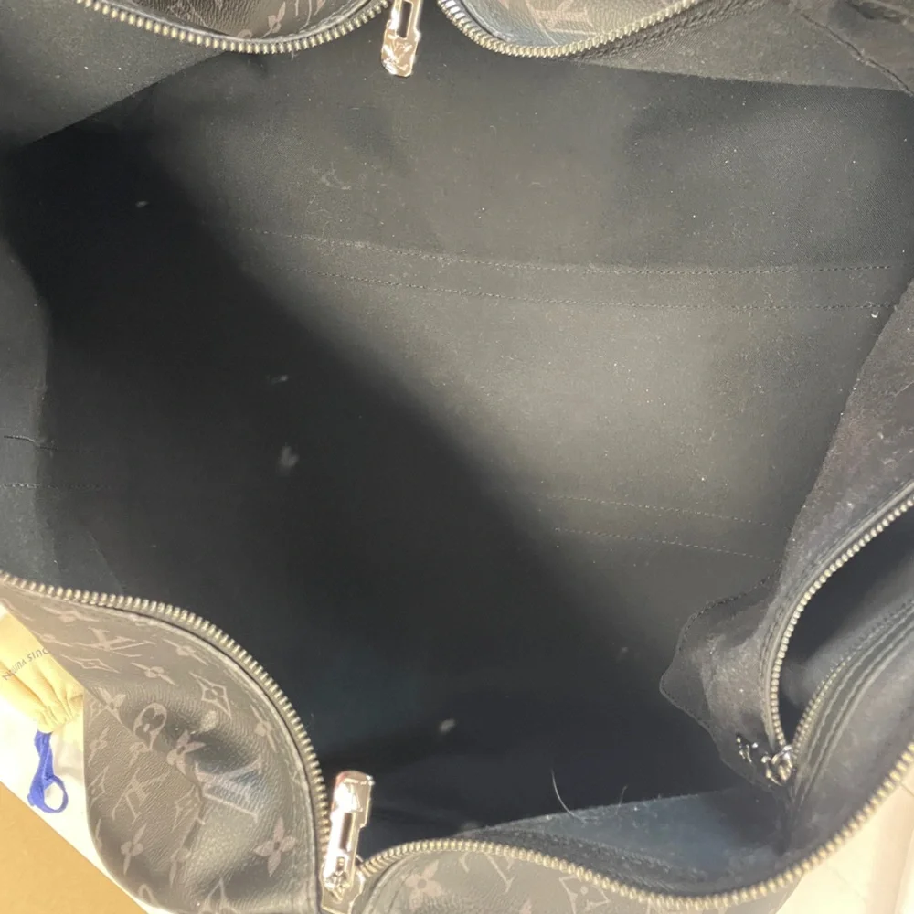 Louis Vuitton Monogram Eclipse Keepall Duffle Bag - Black & Gray
